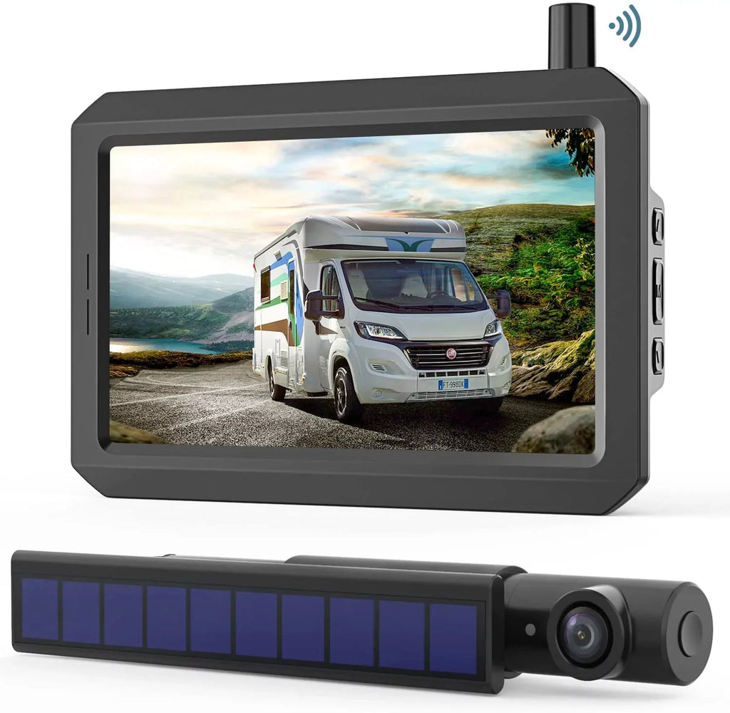 Back Truck, 2 Systems 5" Camera SunGo2 for Installation, for Camera Car/Trailer/Pickup/Mini Backup True Wireless Supports Solar Reverse Monitor Up for DIY Wireless RV Camera HD