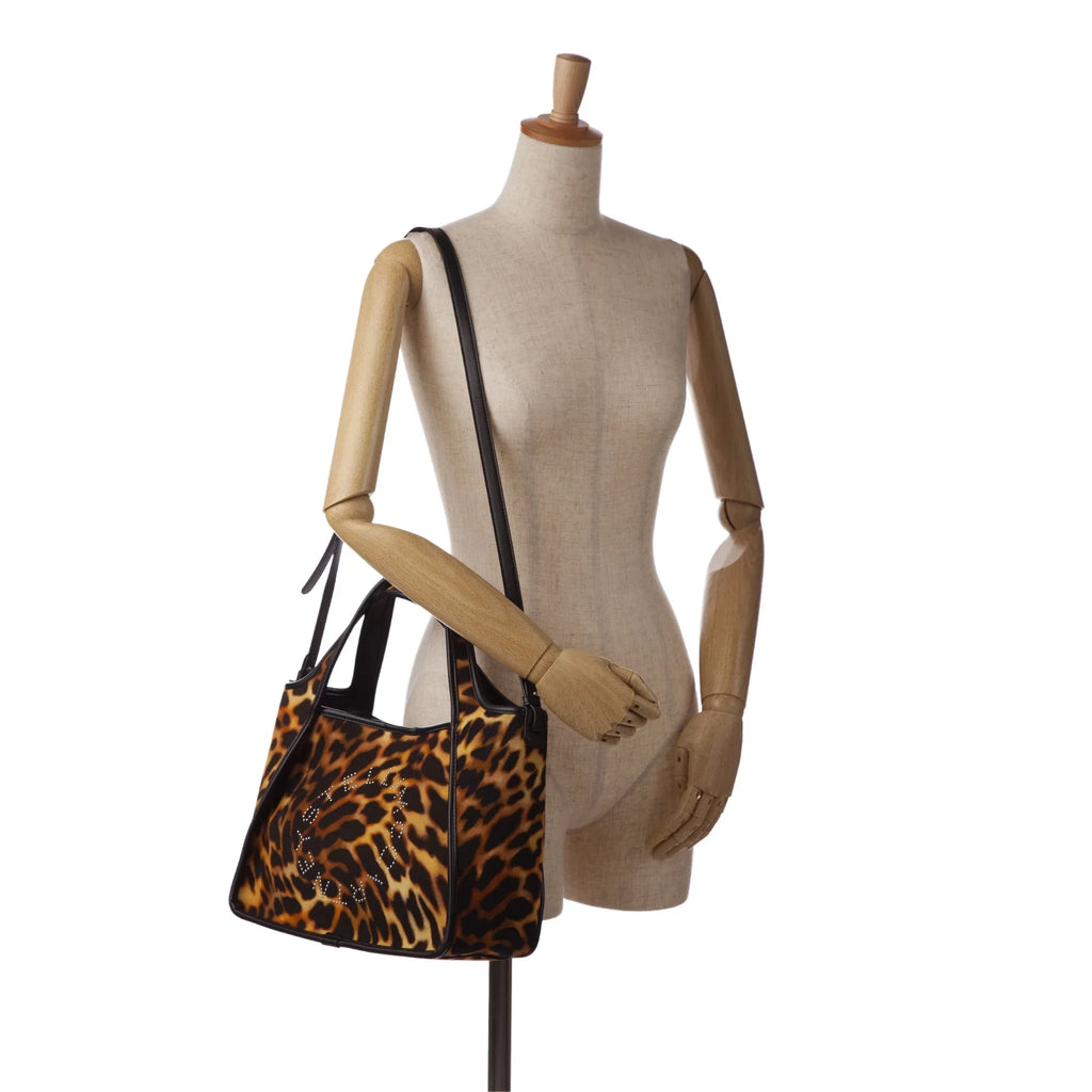 Brown Unisex Authenticated Satchel Logo Canvas (Good) Stella Animal McCartney Fabric Pre-Owned Print