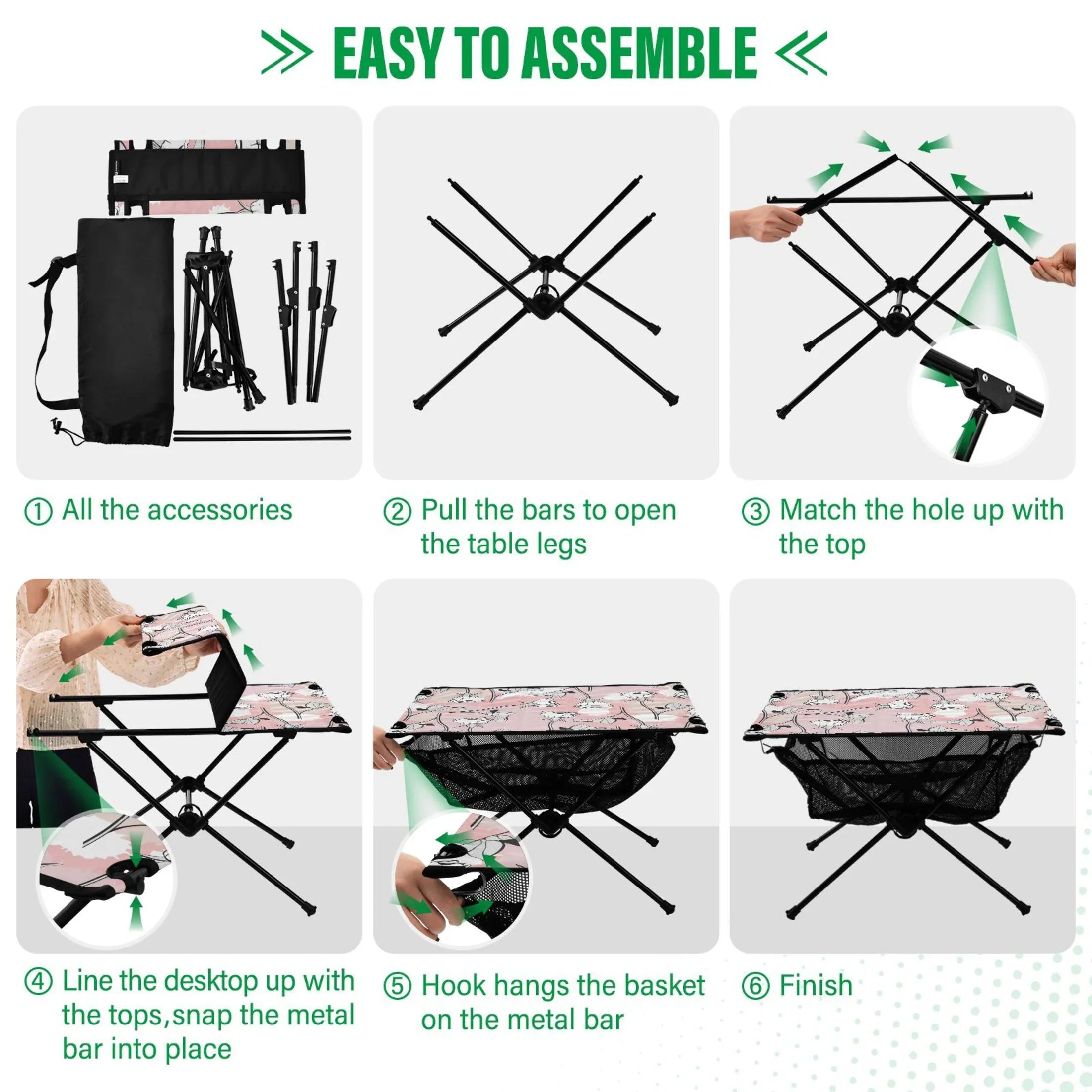 Compact Bag Portable Table Outdoor Abstract Storage Fishing with Travel Beach for Table Table Roses Folding Camping Flowers BBQ Picnic