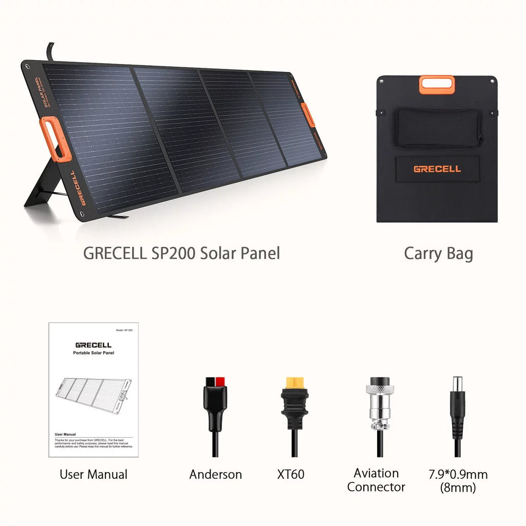Panel Foldable RV Set Camping + 1000W GRECELL Kits Solar Station for Power 200W
