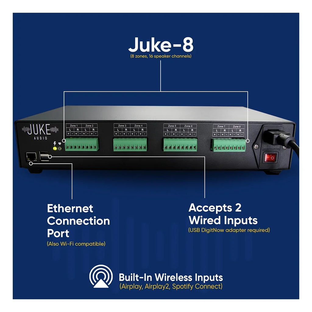 & Amplifier Connect, 8 Audio Juke-8 DLNA Airplay Multi-Room Spotify Juke Zone 2, with Audio
