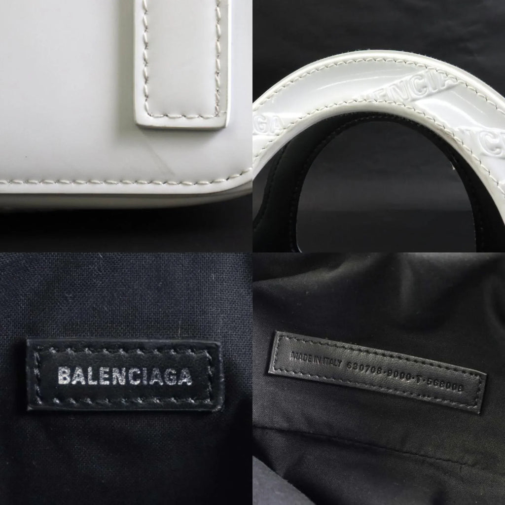 BALENCIAGA ladies 630708 handbag white bag leather patent shoulder Balenciaga diagonal (Good) Pre-Owned