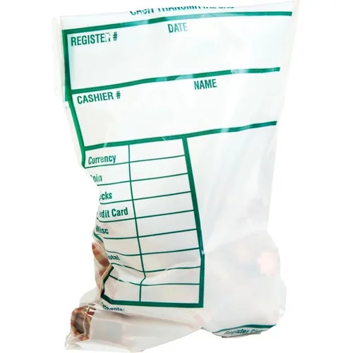 6" White Park Transporting Cash with - Transmittal Bags Width Length 100/Pack x Quality - 9" - Redi-Strip