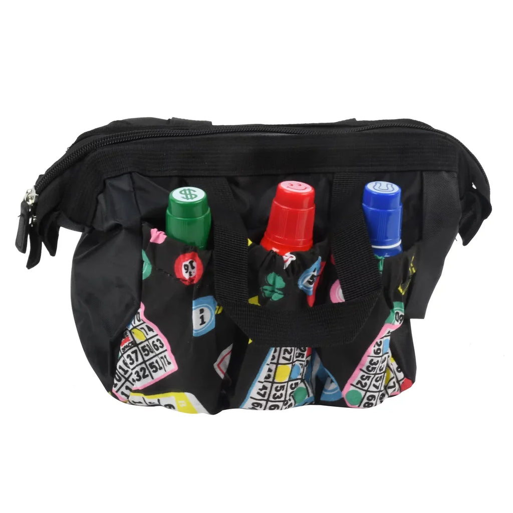 Card Game Holder Black Zipper Night Dauber Bag Pocket Closure Purse Bingo Tote 6