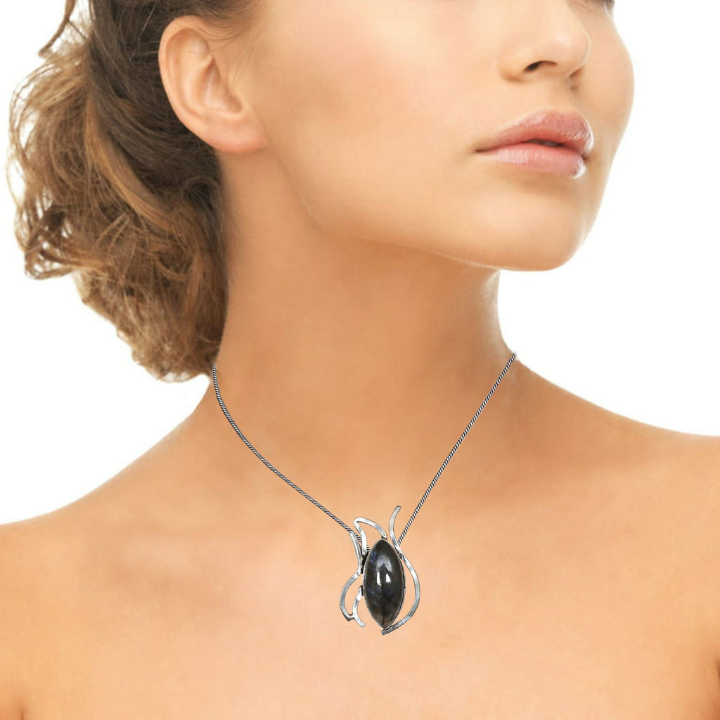 Garnet Jewelry Gemstone Handmade Sterling Silver Necklace Labradorite 925