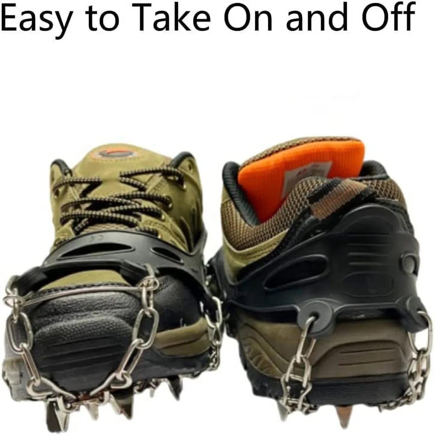 Boots Spikes Non Ice Steel Shoes, and Traction Slip Walking Cleats Crampons & Chains Micro Ice Walk Climbing, Fishing, Ice Hiking, for Shoe Snow Hiking Grips, Boot Stainless for