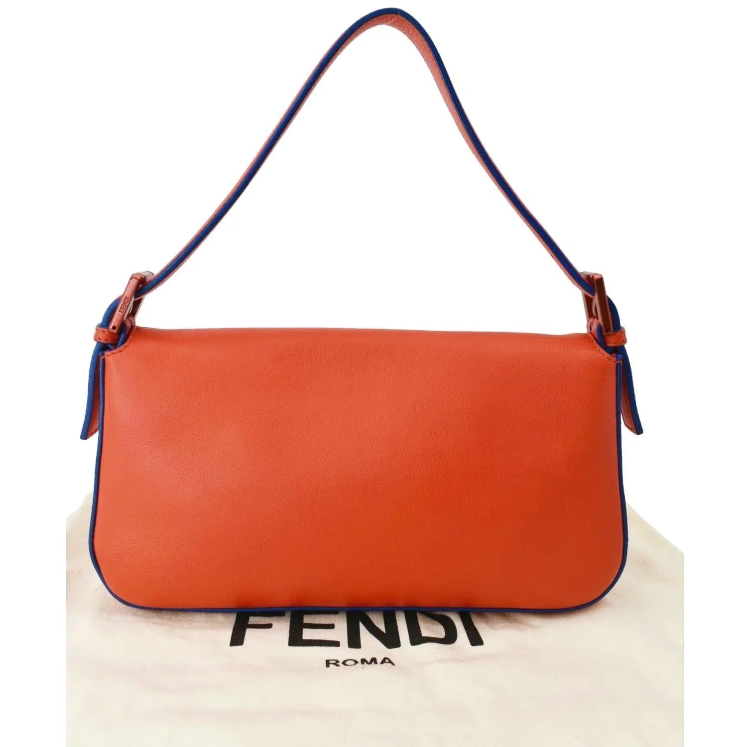 Baguette Leather Bag Monster Orange Eye Pre-owned Crossbody Calfskin FENDI