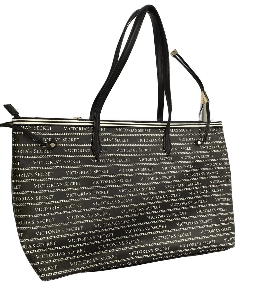 NWT Black Secret Hand Bag Tote Logo Victoria Carryall Victoria's