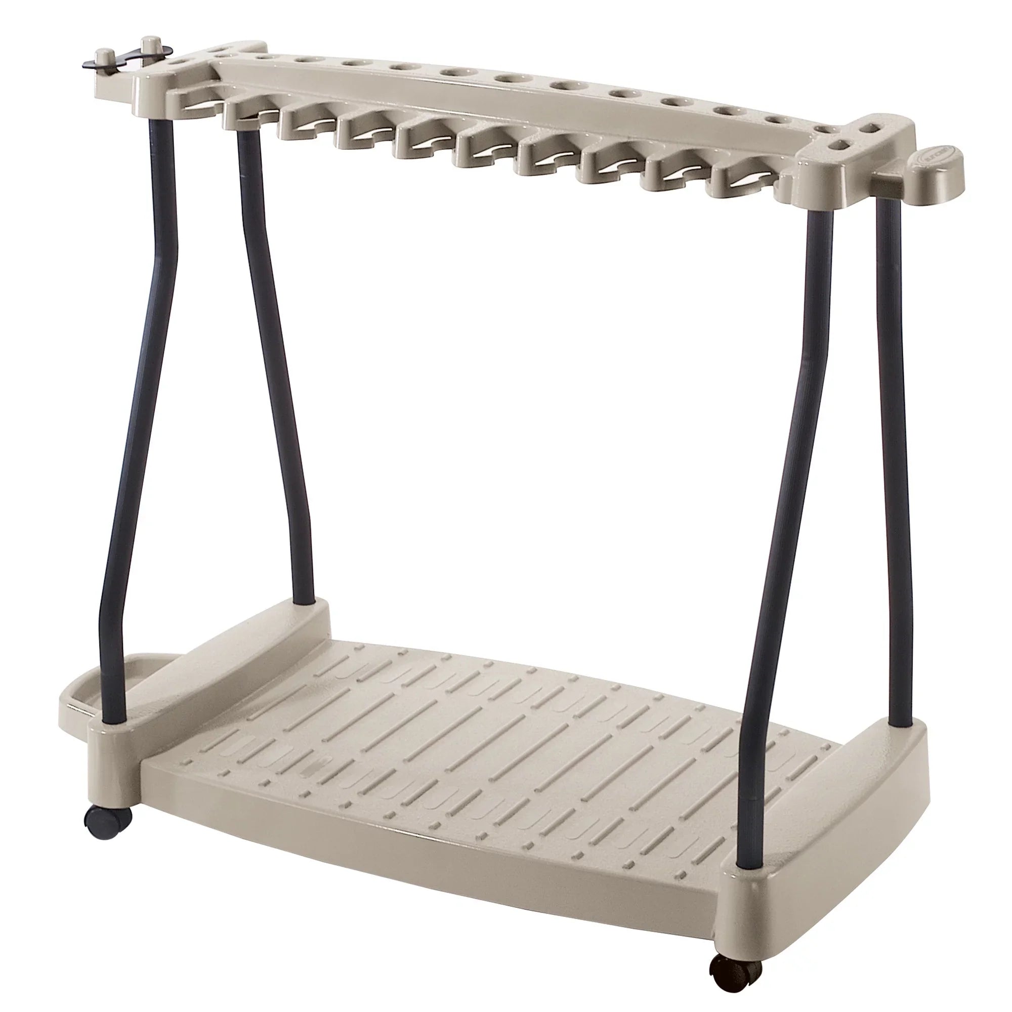 Light 30 Tool Garden Wheels Storage with Lawn and Rack for Taupe Steel Tools, Suncast