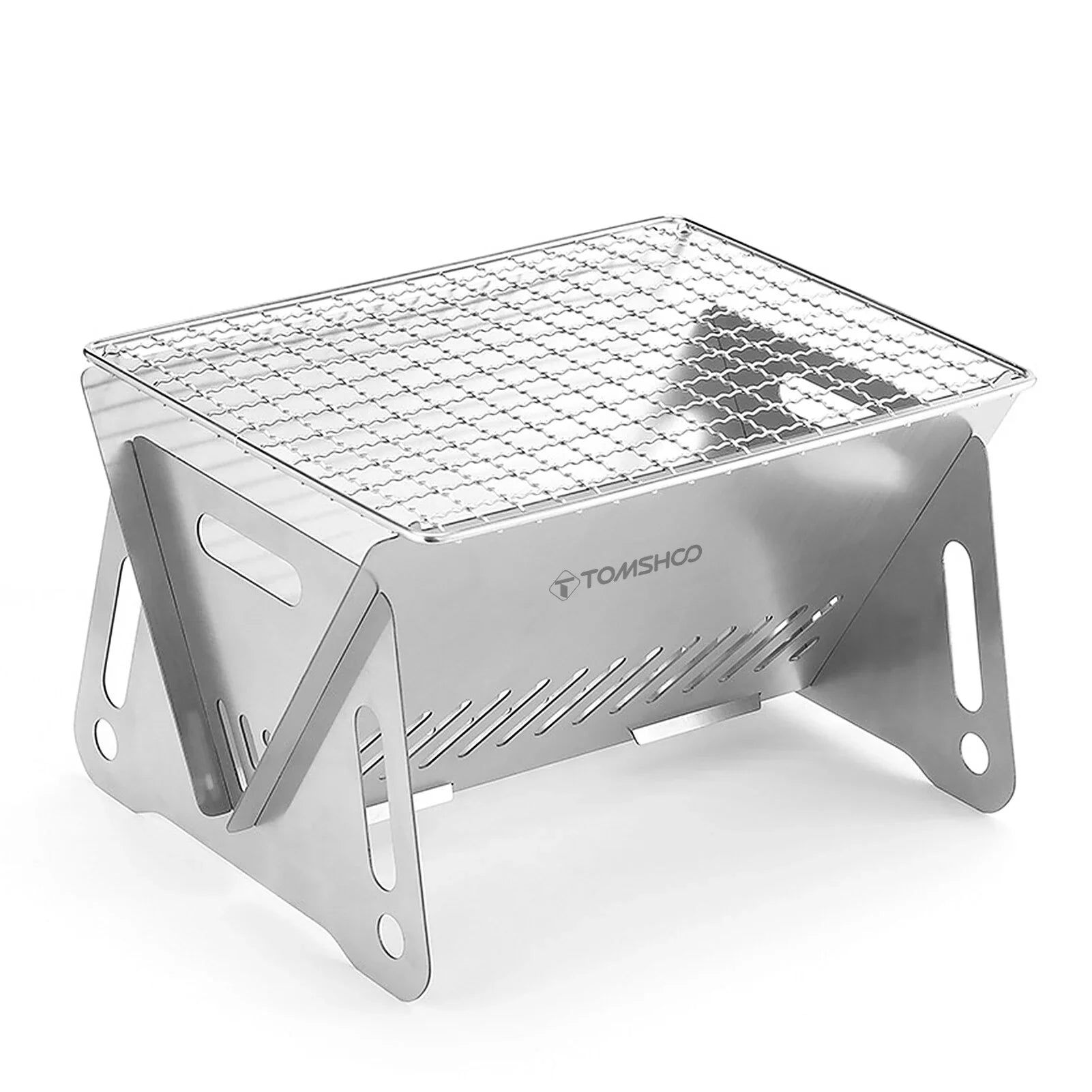 Camping Stove with Outdoor Folding Portable Grill Cooking Steel Burning Wood Backpacking Stainless Stove Plate