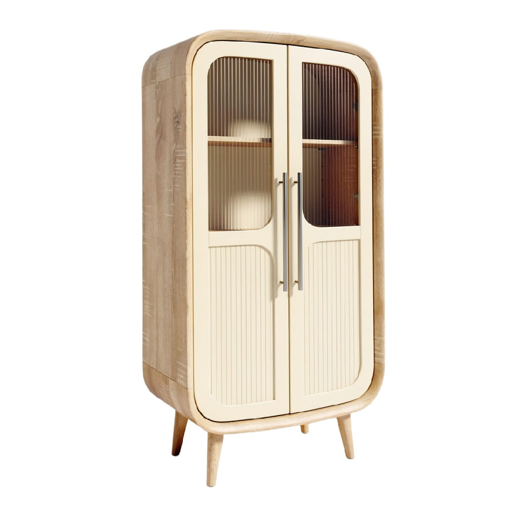 Moderne Kast met Glazen Deuren en Houten Poten