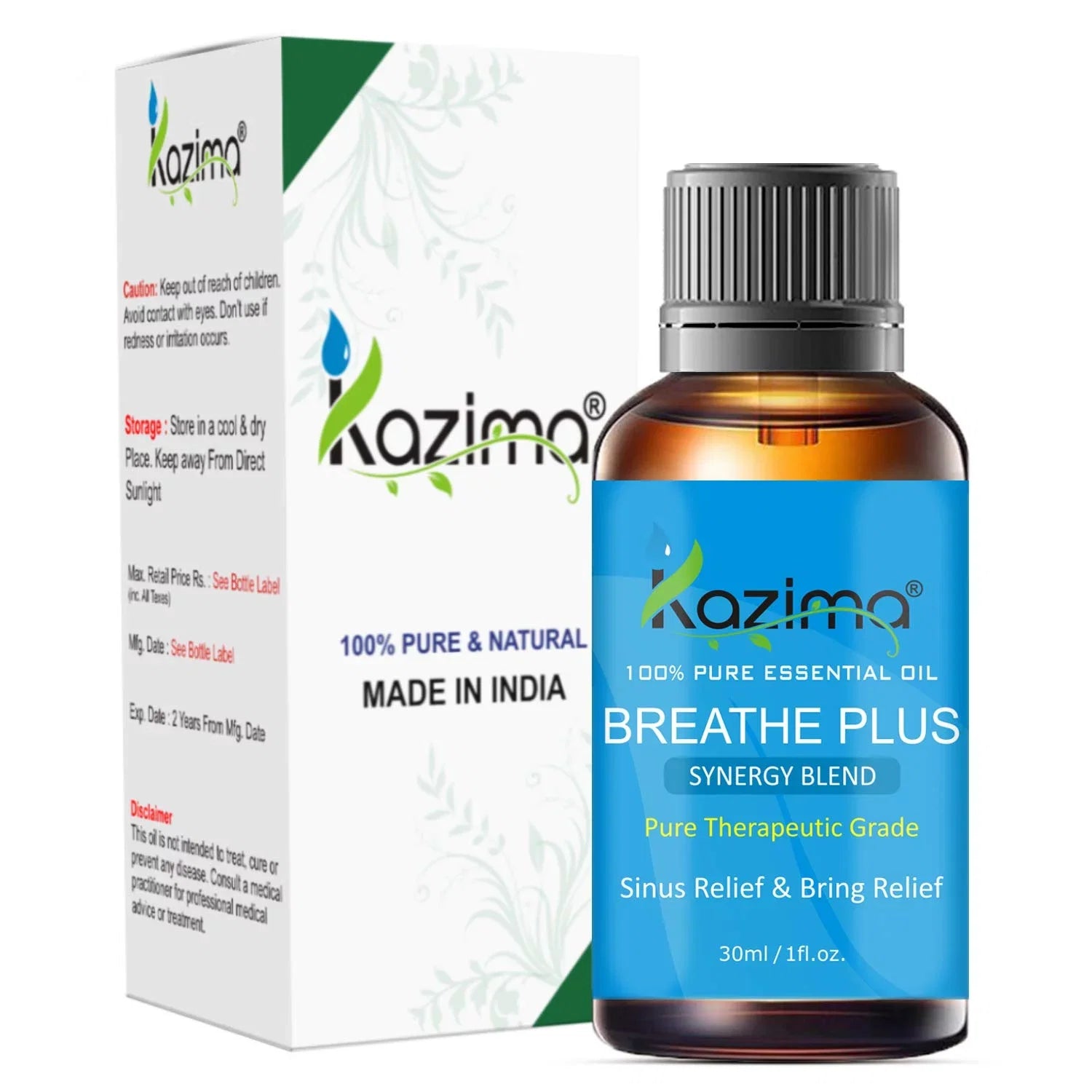 (30Ml) Kazima Therapeutic Essential Oil Grade Plus Pure Breathe Blend