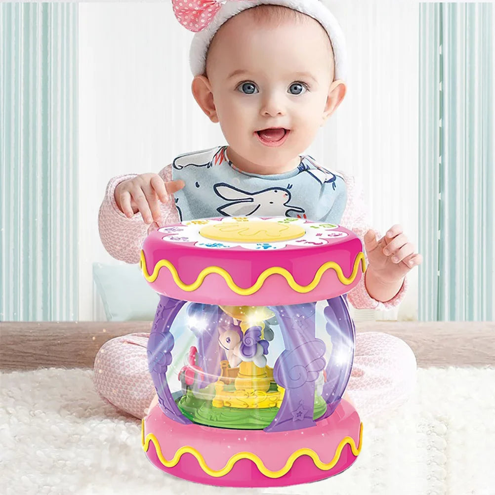 Old 1 up Drum Toys Months, Rotating Gift Girls, Baby Light Year for Toddler Year Toys 1 for Old Toys 6-12 Musical