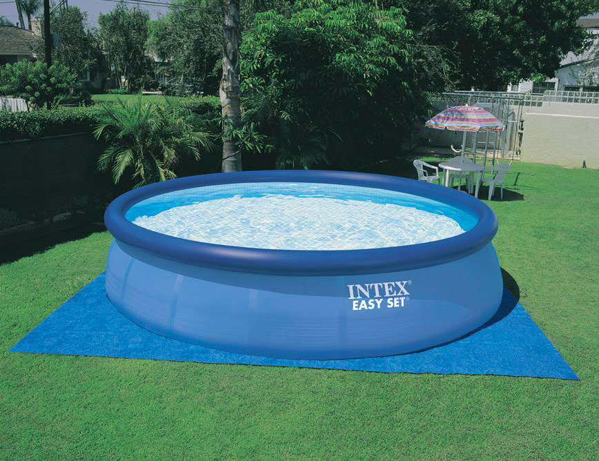 Round Metal Pump Inflatable & with Ladder, Cover 18ft Intex Ground 48in x Pool Frame Above