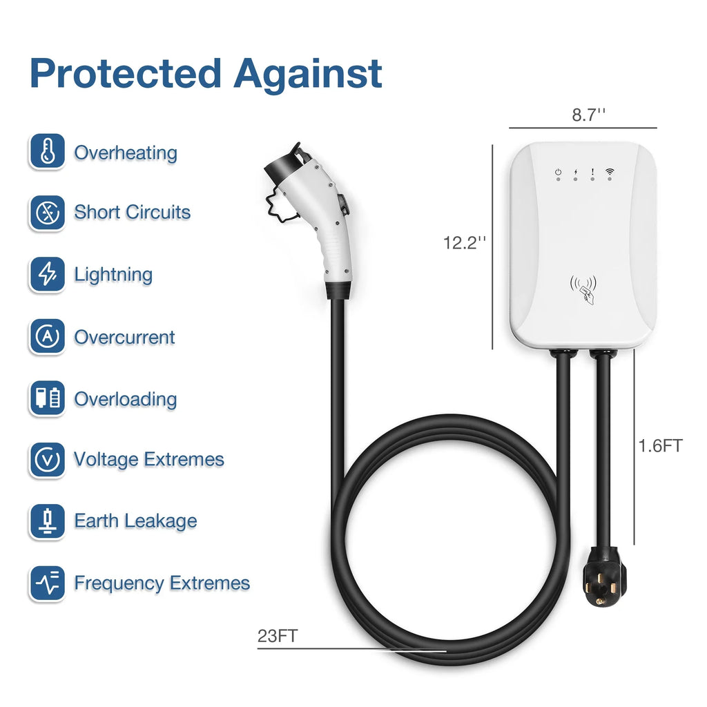 Standard with 14-50 Charging ft NEMA ) Cable, 25 EV Indoor/Outdoor Level Station (40 J1772 240 Volt 14-50 Electric Charger NEMA Vehicle Plug Car Charging Portable SAE Amp, Charger 2
