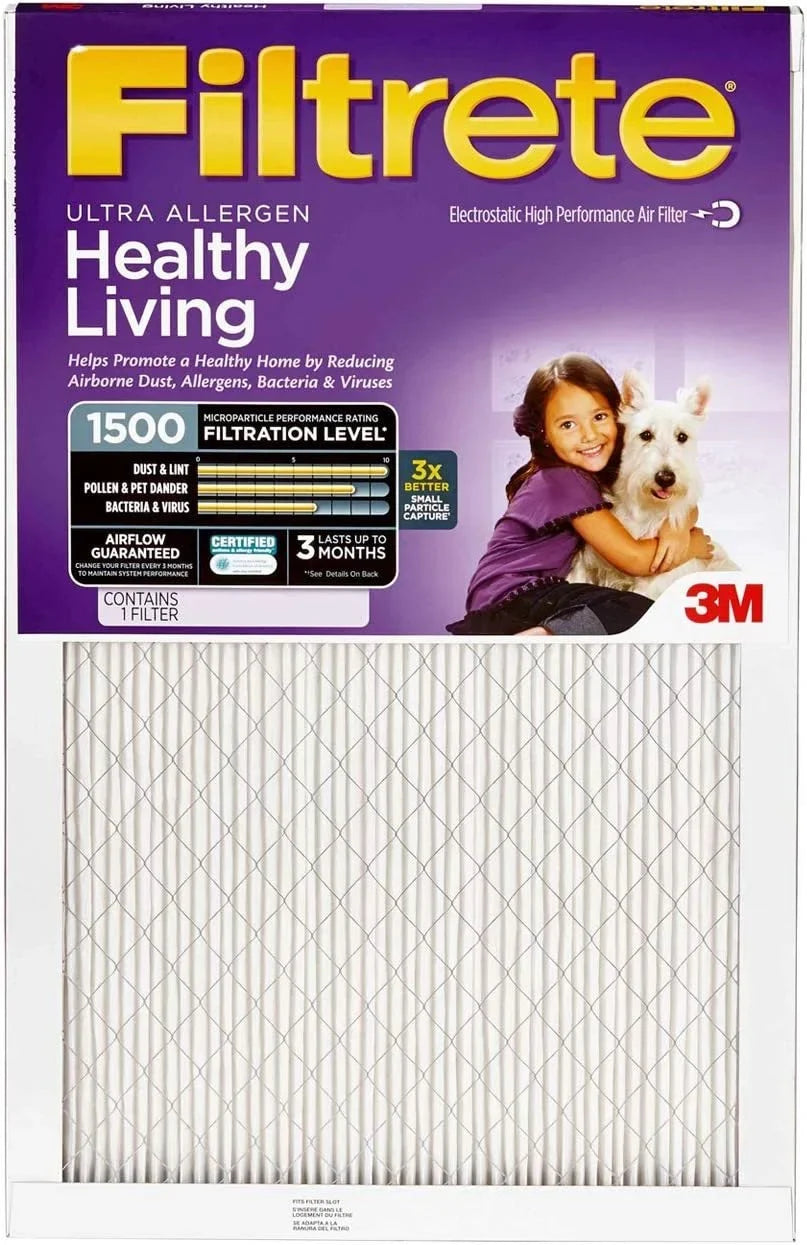 White 1" - FPR9 Filtrete Filter 1-Pack Allergen 3M X X Ultra Furnace Air 16" Reduction 2001DC-6 25"