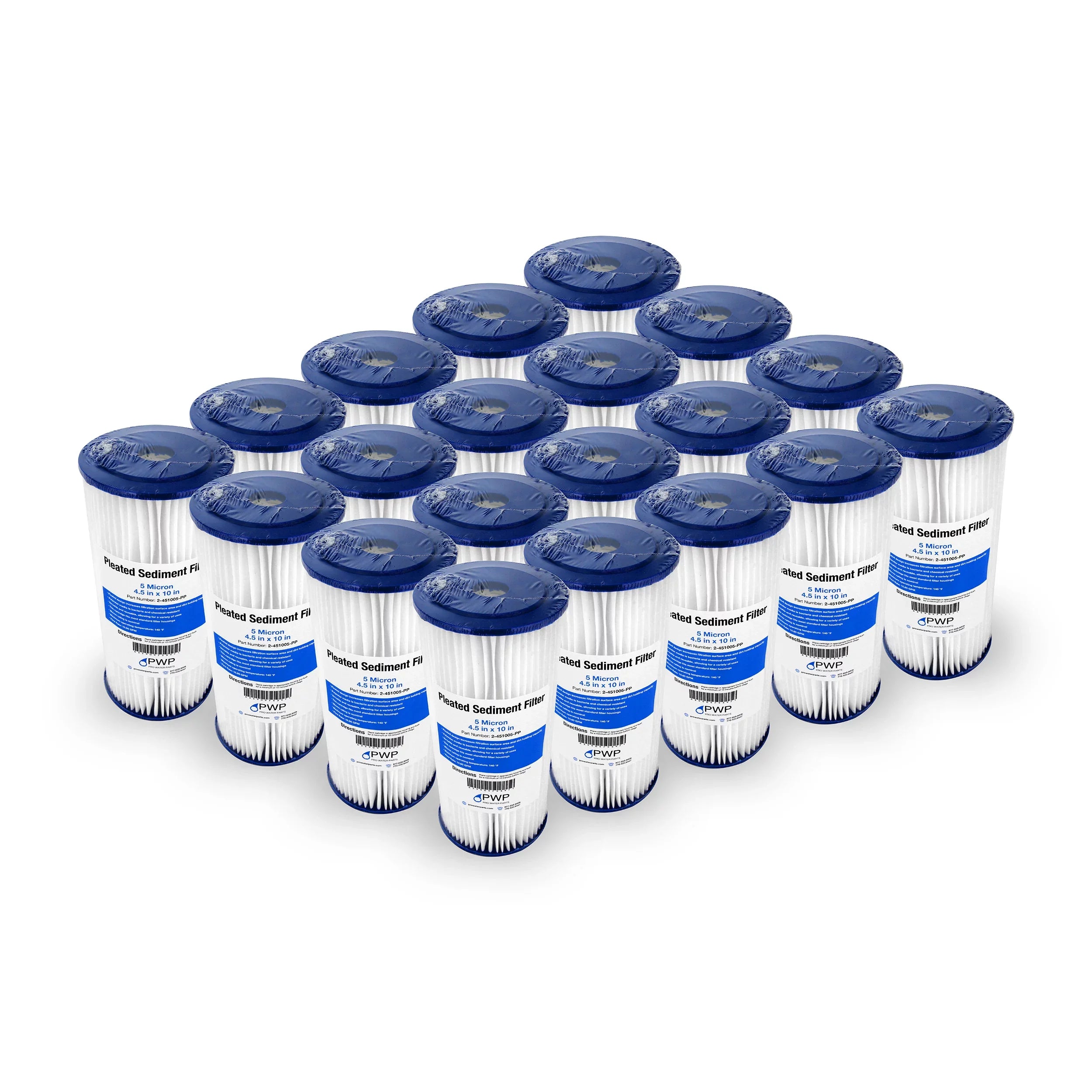 Filter Micron Cartridge 20 Pack Water Pleated Sediment 4.5x10" Poly 5