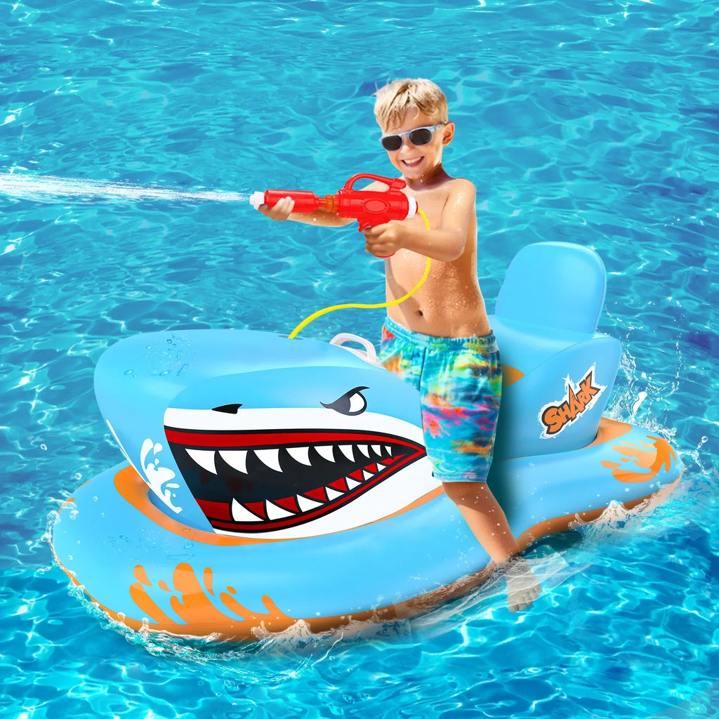 Waterpistol Pool Pool Ride-on with Girls Game Kid for Age Pool Floats 3-12 Boys for Kids,Shark Toys