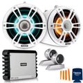 Sports White Swivel 7.7'' Tower and Speaker SG-FLT772SPW Fusion with 4-Channel Clamps Amplifier SG-DA41400