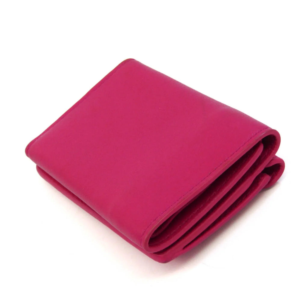 Women's (tri-fold) (Good) Pre-Owned Mini Balenciaga Wallet Wallet Paper Leather Pink 391446