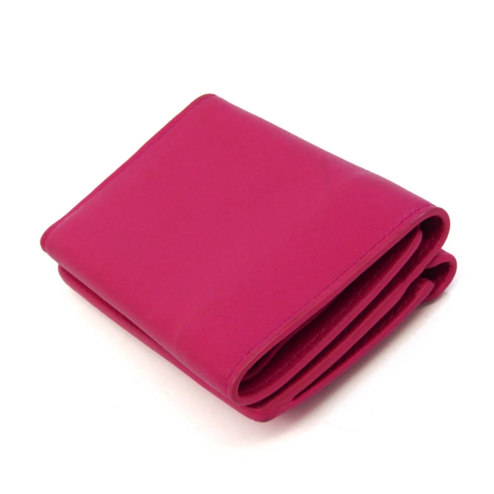 Women's (tri-fold) (Good) Pre-Owned Mini Balenciaga Wallet Wallet Paper Leather Pink 391446