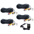 Camera RCA 4CH 50ft for Camera Wire Video VideoSecu Audio Security b4k Surveillance Cord 4x BNC 12V with Connector Power DC Power CCTV Cable