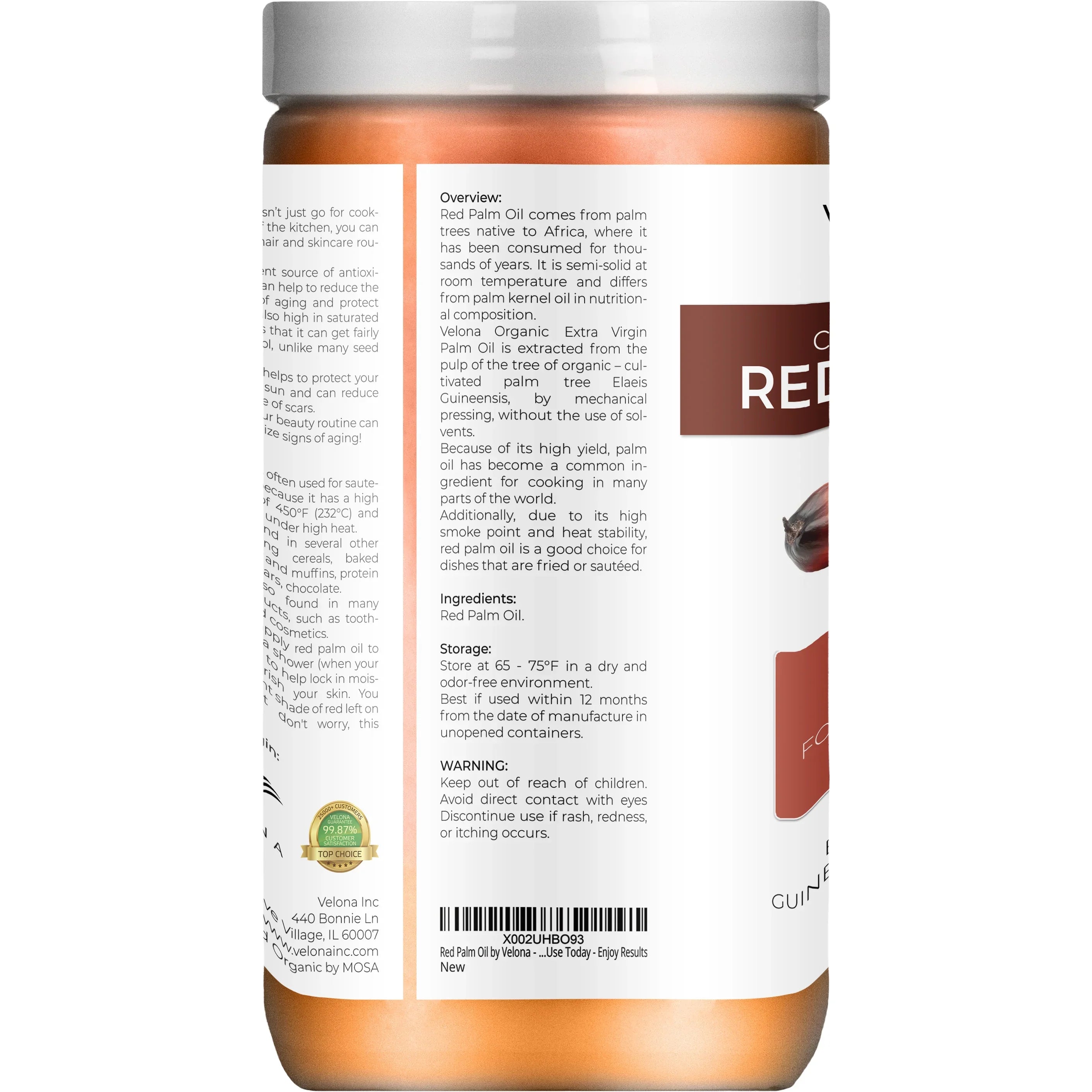 Velona - Extra 32 | | jar Pressed Certified in Cosmetic Cold Today | Organic Oil Palm Care Red | - oz | Grade Body, Food USDA Hair Enjoy Skin, and Use Results Face, Virgin,