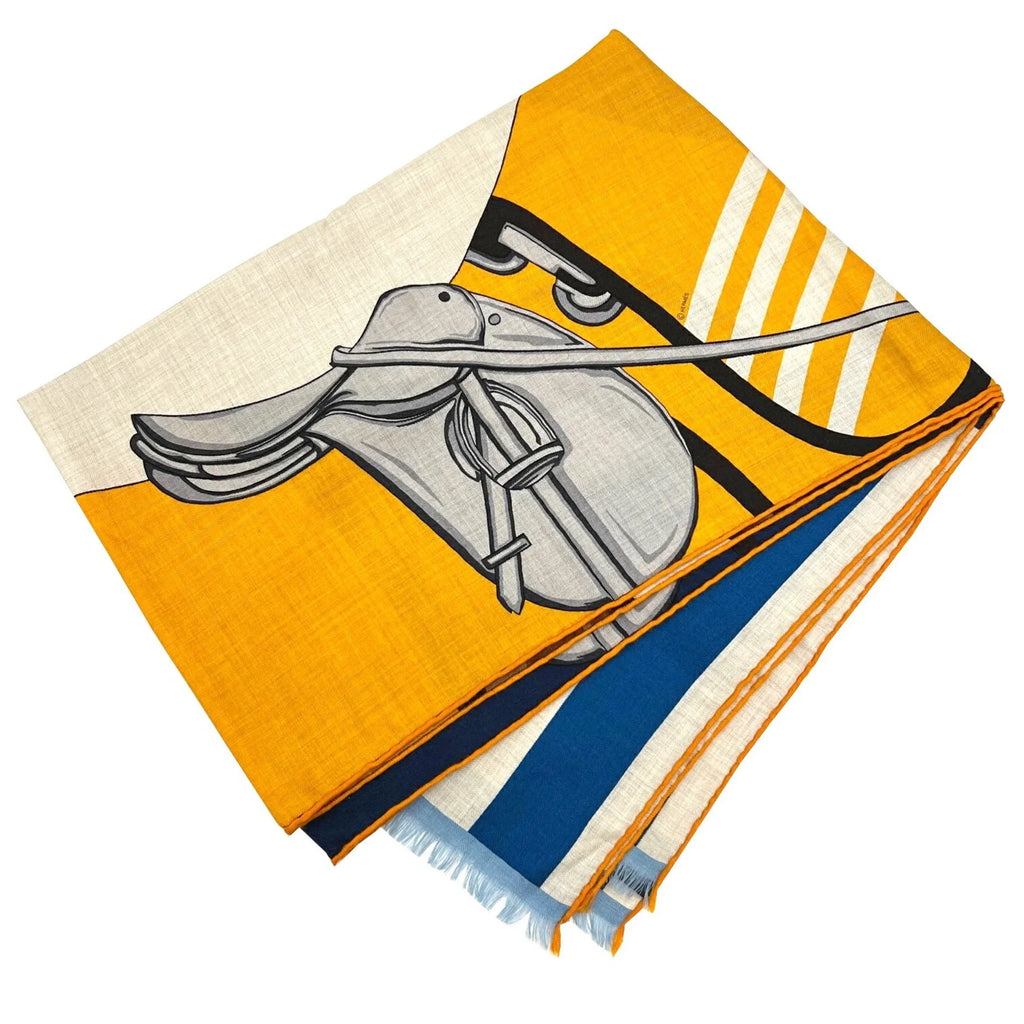 Marine Silk 22SS Scarf Stole (Like Women's Spring/Summer Natural Hermes Pre-Owned Cashmere Men's Jaune Rectangle Collection 2022 New) HERMES
