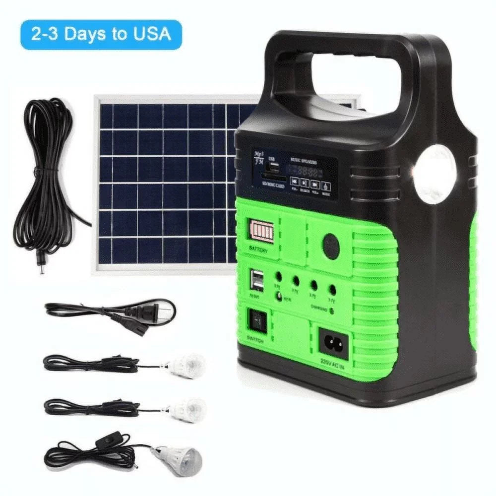 with Outdoor Station Charger Back-up Emergency Solar Power with Flashlights, Electric Camp Lamps 10W Battery Power System Generator Panel, Solar Home Portable USB and