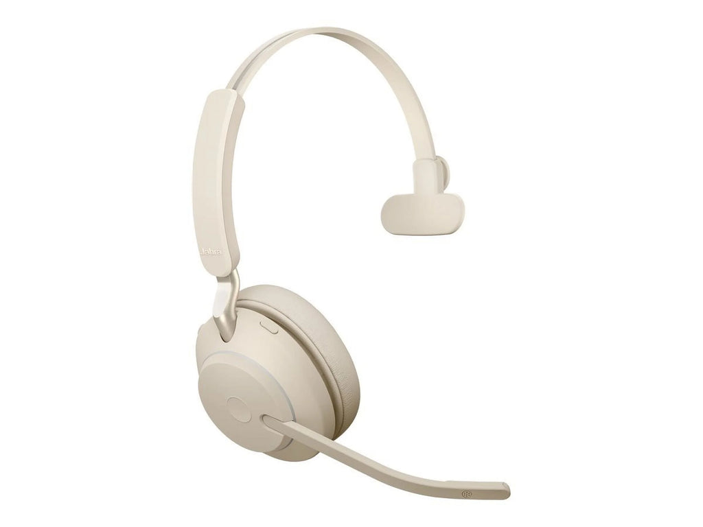 '- - wireless 65 - - USB-C Jabra convertible UC - noise stand with charging on-ear Evolve2 beige - Mono isolating Headset - Bluetooth - -