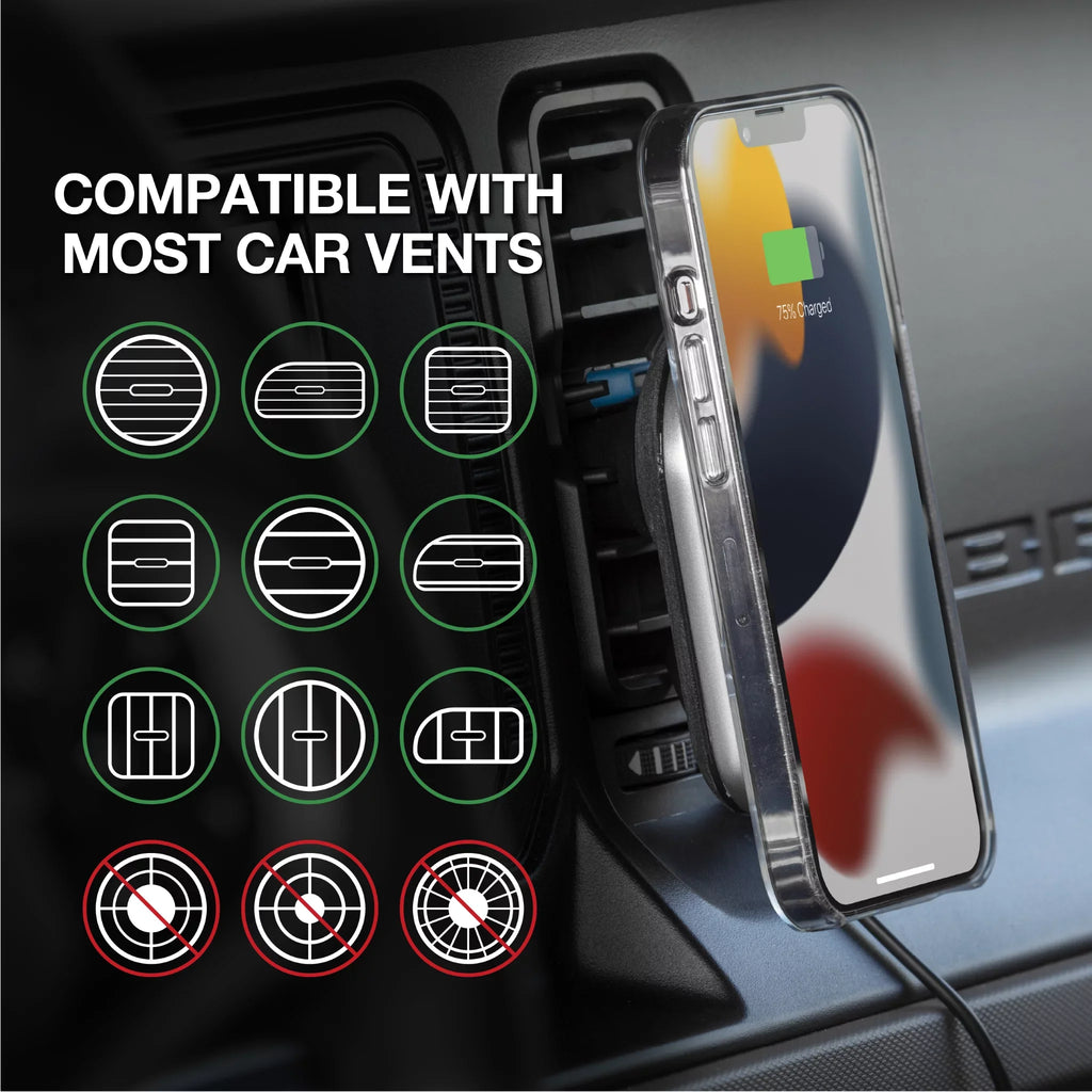 Dash/Vent Galaxy iPhone, Compatible Mount W/ Charging Scosche Magnetic Wireless MagSafe MPQ5DV-SP1