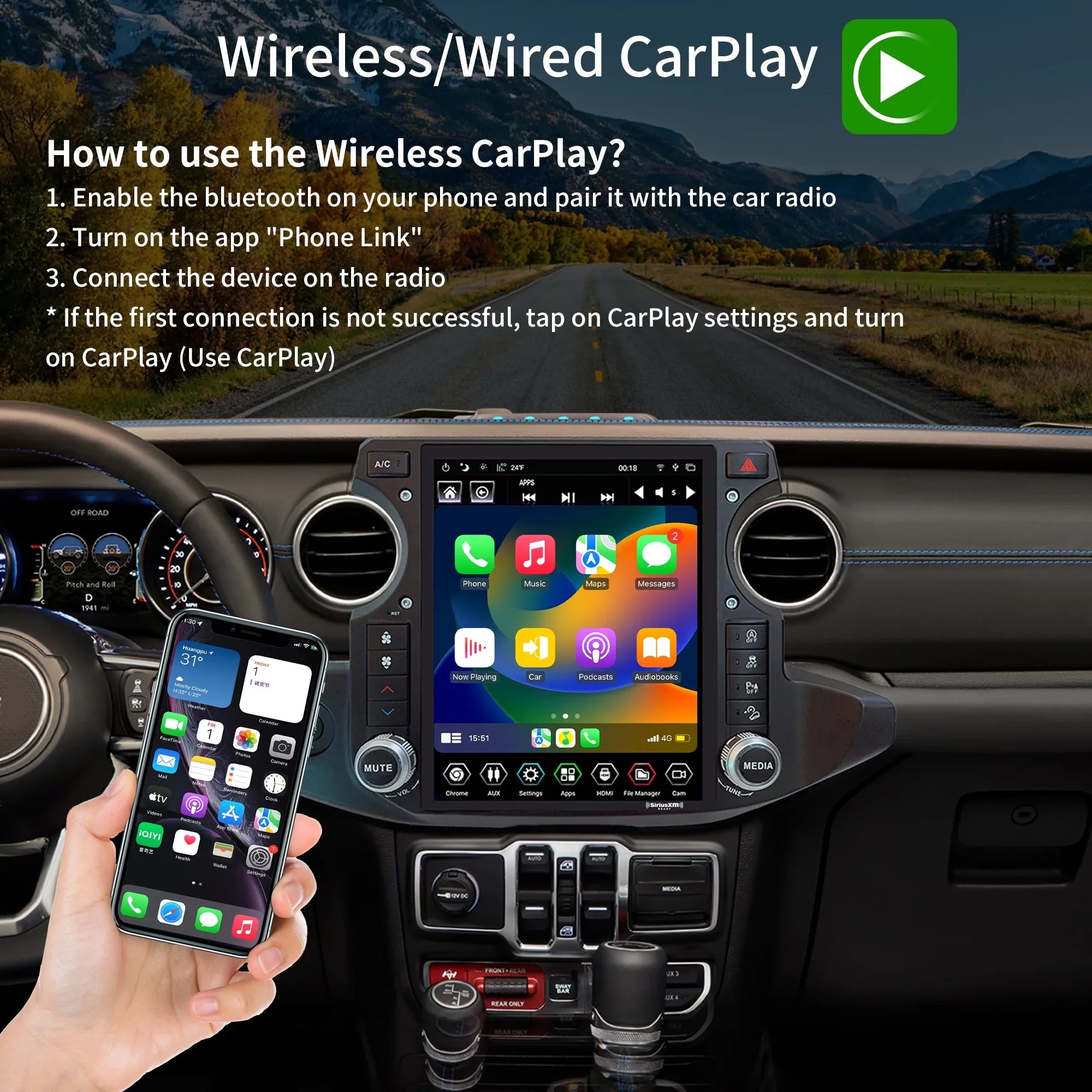 Stereo Gen5 for Radio T-style Car Apple 4G+64G Android SirusXm inch Linkswell Carplay GPS Car Auto 12.1 Gladiator 2018-2021 Replacement Touch Wrangler radio Truck Screen Jeep Navigator