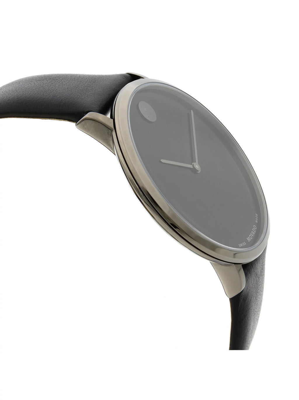 Modern Watch Strap Black Leather 0607391 (Good) Ultra 47 Quartz Mens Pre-Owned Movado Slim
