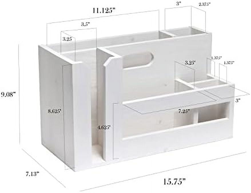Pantry Events Picnic, Breakfast & BBQ Condiment Handle W Cutout Compartments Kitchen For Picks Flatware Wooden Utensils & Farmhouse Caddy Wash Organizer D¨¦cor Countertop Wht