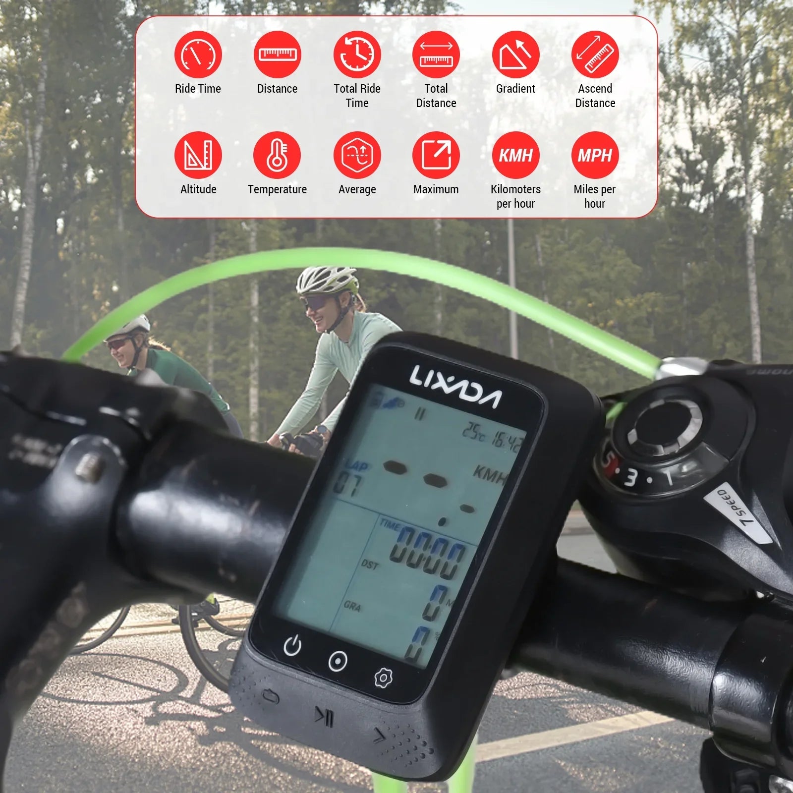 BT ANT+ Sensor Altitude Wireless Support 2.3in Waterproof Connectivity, APP Strava Aibecy with GPS Gradient, Bike and Computer