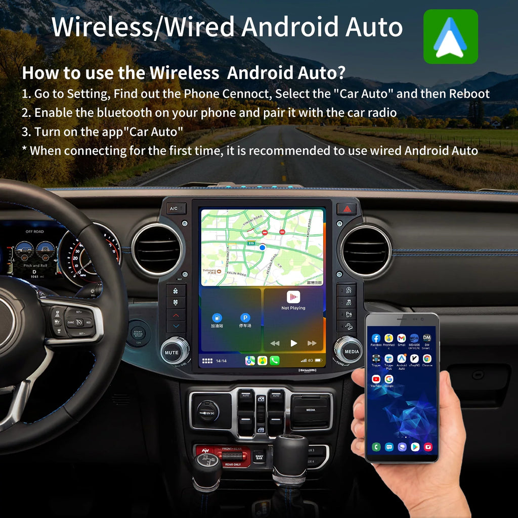 Stereo Gen5 for Radio T-style Car Apple 4G+64G Android SirusXm inch Linkswell Carplay GPS Car Auto 12.1 Gladiator 2018-2021 Replacement Touch Wrangler radio Truck Screen Jeep Navigator