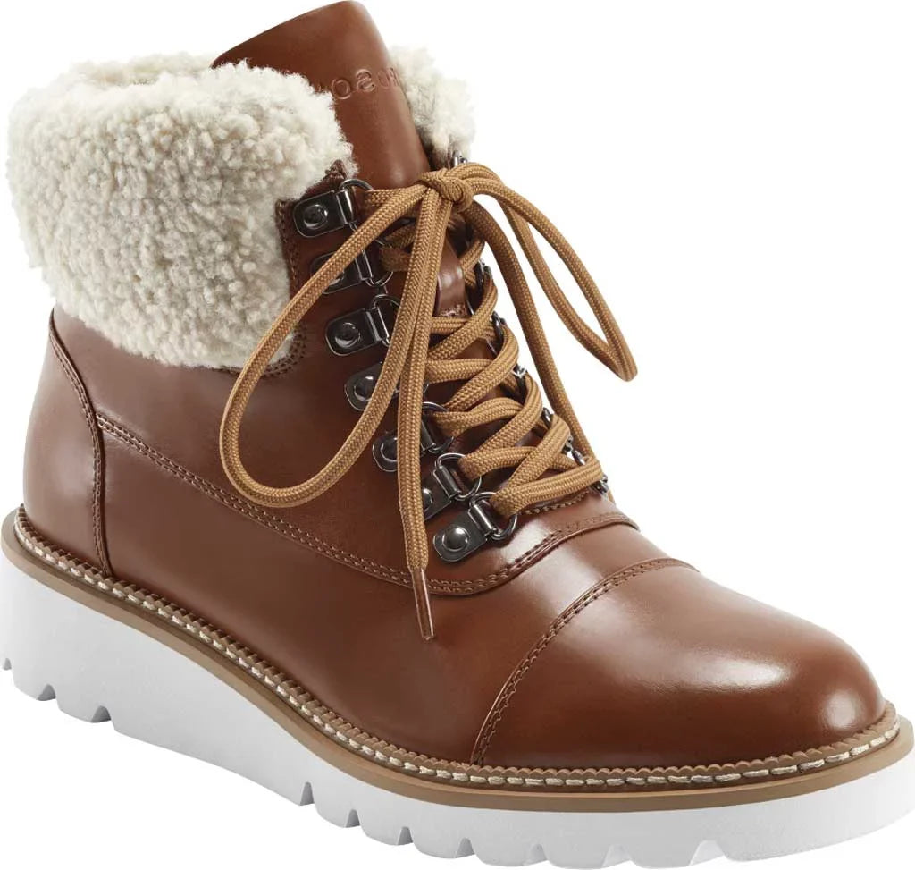 Tan Bootie Faux Alden Women's Hiker Leather/Faux 11 M Shearling Wedge Aerosoles