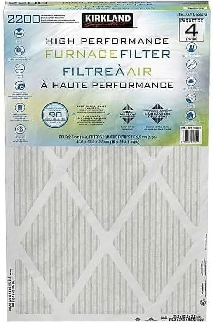 90 Technology Reduction Dual - 2200 Furnace Day Allergen 4 Airflow Performance - Filter, (16X25x1) - Microparticle Performance PACK High