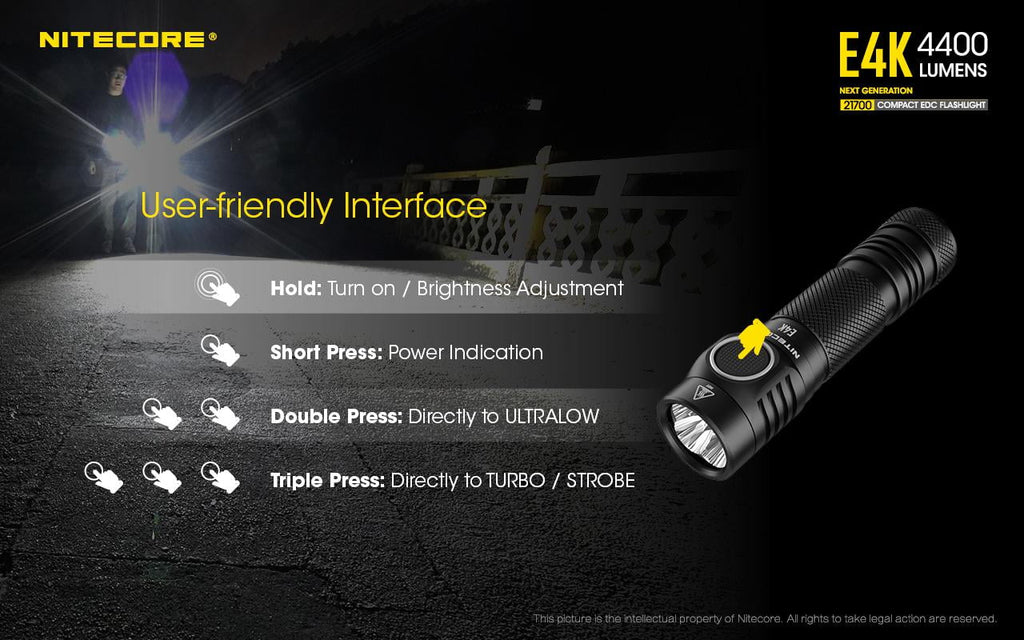 Flashlight generation NITECORE Lumens Combo: Light E4K 4400 -380 w/Tini Keychain Lumens - Copper Next