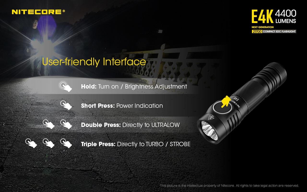 Flashlight generation NITECORE Lumens Combo: Light E4K 4400 -380 w/Tini Keychain Lumens - Copper Next
