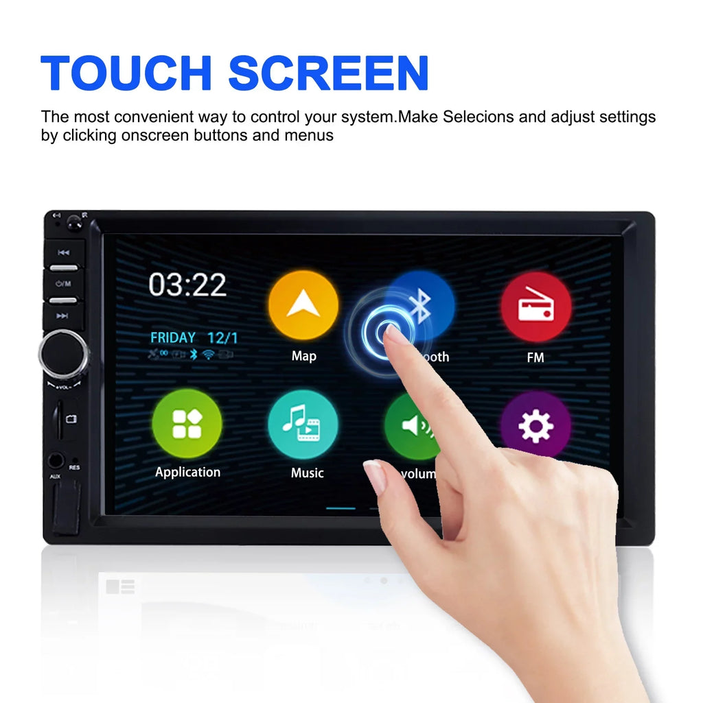 with Audio Screen with Double 7In Camera, Din Link, Stereo, Radio Player Touch Mirror USB/Car Bluetooth MP5 Car Receiver Backup Receiver Car HD Vehicle Audio