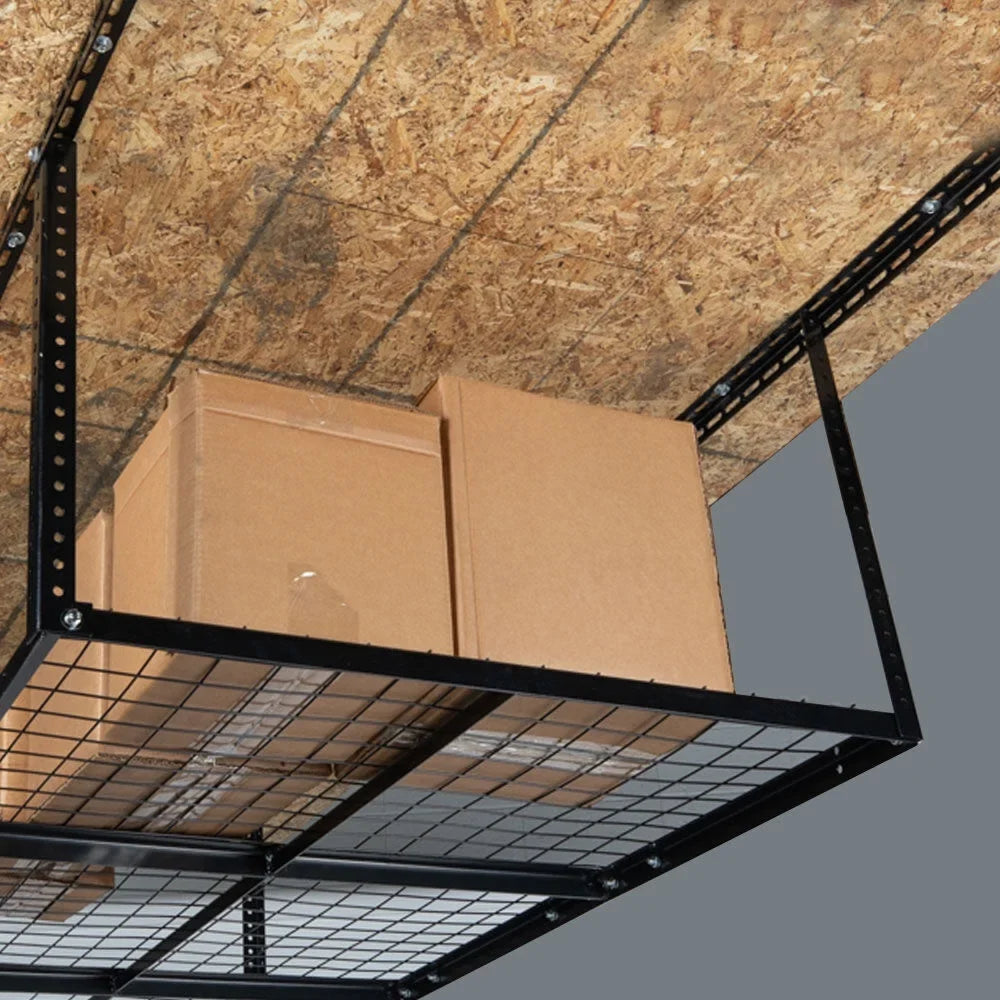 Mount Capacity, System, for Garage Titan 6' Rack, Storage 500 LB Metal 41" Loading with to Equipment x Height, 3' Organization Wire Overhead Grid Ceiling Attachments 20" Bikes Adjustable Storage Bins