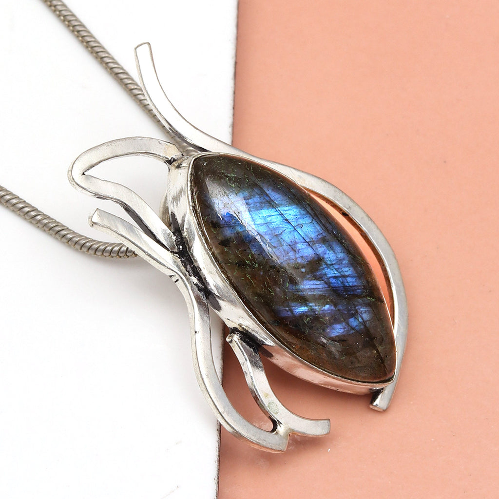 Garnet Jewelry Gemstone Handmade Sterling Silver Necklace Labradorite 925