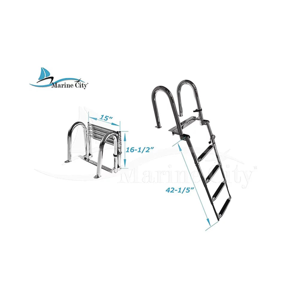 4 Stainless Telescoping Ladder Marine City Steel Step Transom