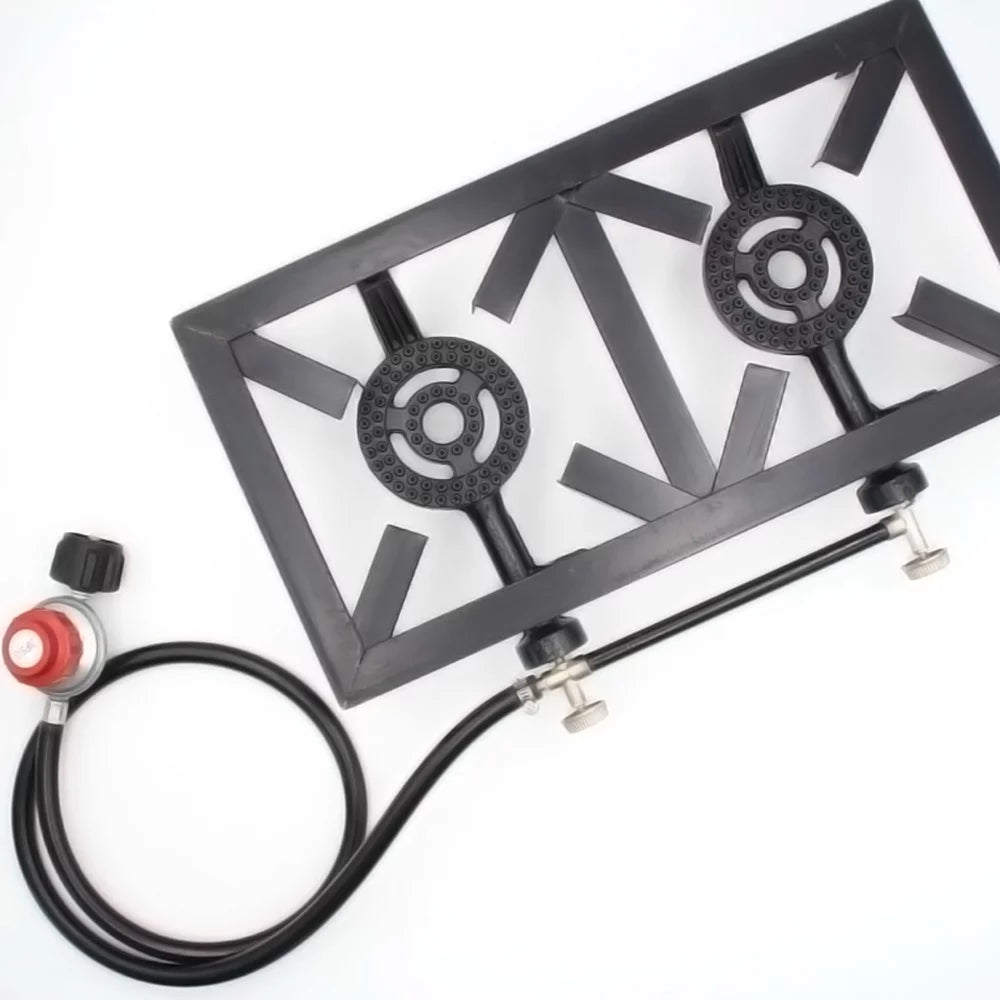 ( Iron Patio BBQ Apexeon Gas Cooking Camping for Propane Double Stove Cast Standard)
