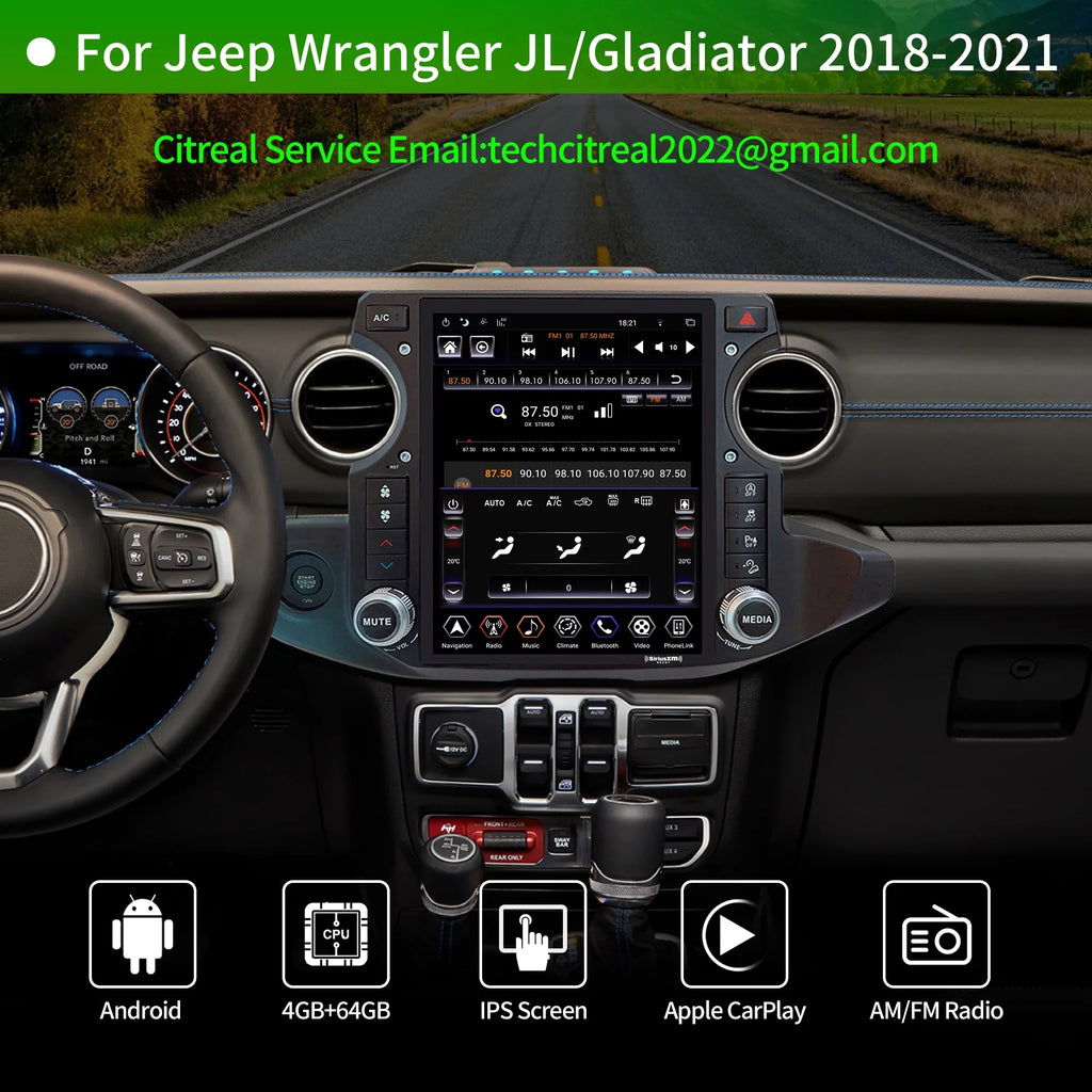 Stereo Gen5 for Radio T-style Car Apple 4G+64G Android SirusXm inch Linkswell Carplay GPS Car Auto 12.1 Gladiator 2018-2021 Replacement Touch Wrangler radio Truck Screen Jeep Navigator