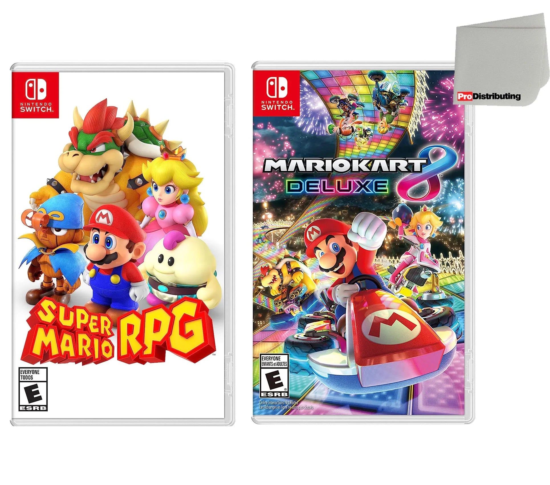 Super RPG Cloth Screen Mario Bundle Cleaning 8 - Two Kart Mario and Nintendo Game Switch with