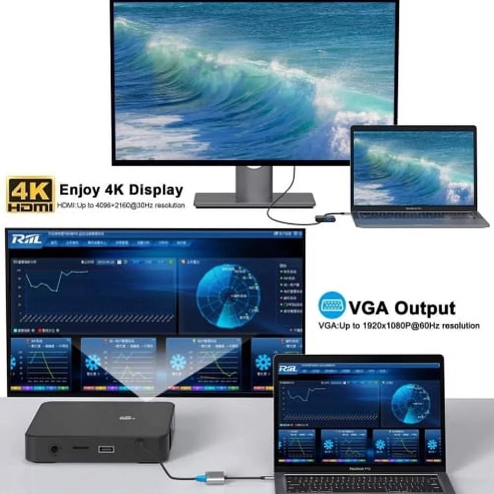 for Splitter S8/S9/FE/Plus USB-C Cable Video Tab - TV Video to HDTV Projector Samsung Galaxy Adapter VGA Hub HDTV Converter Tablets