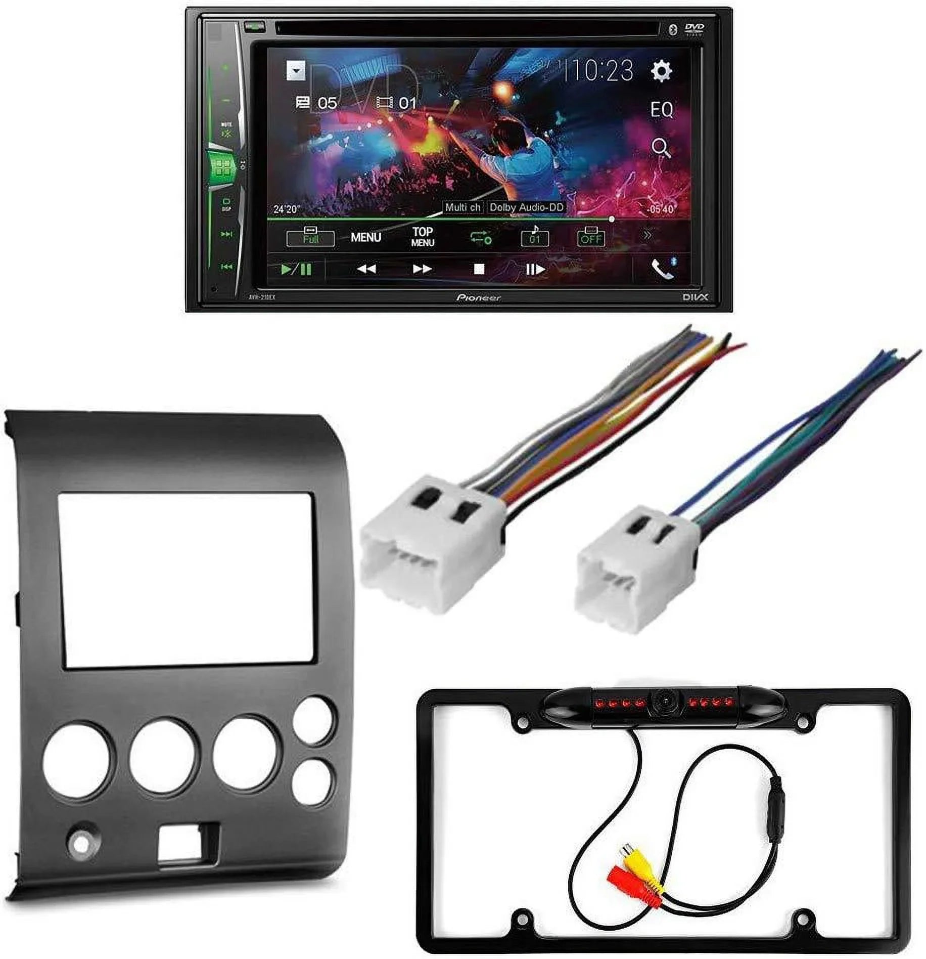 2004-2005 Touchscreen DIN Car for with Receiver Stereo W/ Digital Media DVD/CD Nissan Kit/in-Dash WVGA Bundle KIT4907 AM/FM Camera/Installation Pioneer 6.2" Titan Bluetooth/Backup Double