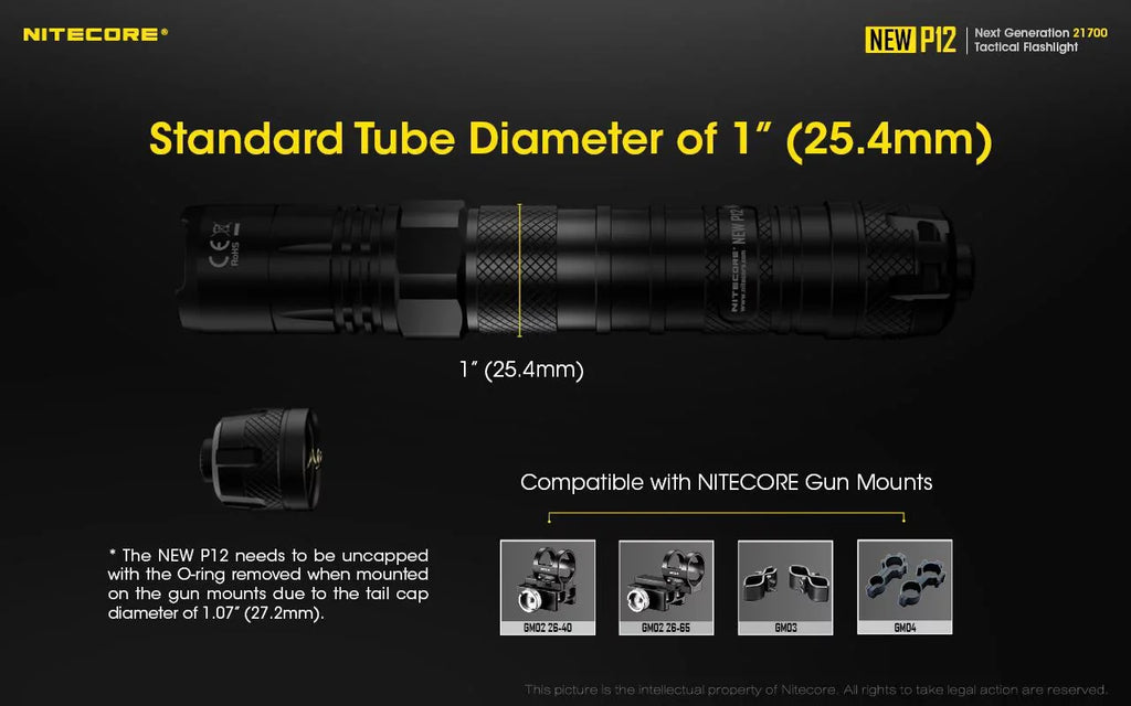 Offset Mount Pressure Cord, 1200 Nitecore RSW3 P12 and - USB Switch Lumens w/NL2150HPR Flashlight Battery, LED New Version
